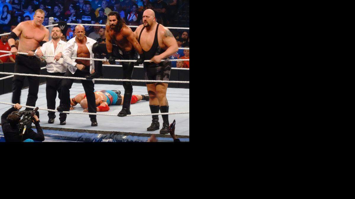 
Kane, Jamie Noble, Joey Mercury, Seth Rollins and Pinecrest’s Big Show during WWE SmackDown tapings on Tuesday, Feb. 17 at the BB&T Center in Sunrise, near Fort Lauderdale. SmackDown in Sunrise was the last call before the new WWE Fast Lane pay-per-view, which is Sunday, Feb. 22 on PPV and WWE Network. WWE SmackDown is 8 p.m. EST Thursdays on Syfy.
