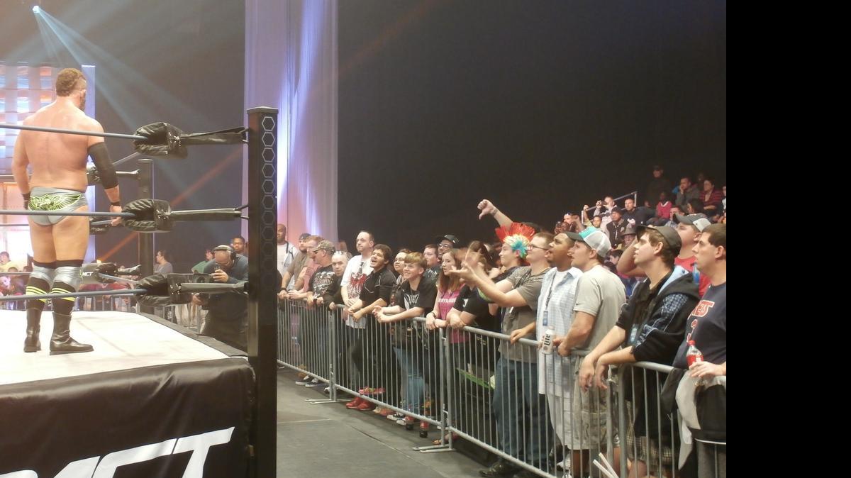 
Fans have fun heckling Eric Young during TNA Impact Wrestling, which airs 9 p.m. EST Wednesdays on Destination America. TNA is in Orlando in July for free tapings at Universal Studios.
