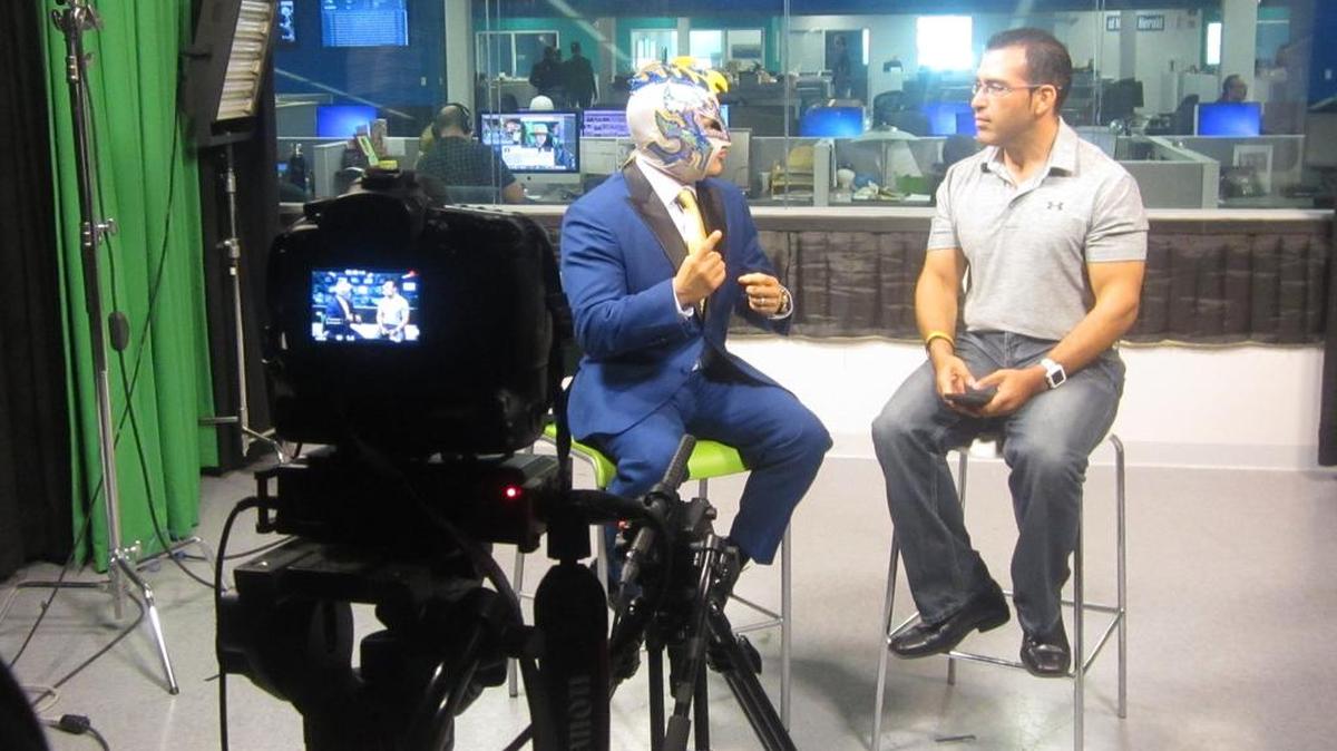 WWE Superstar Kalisto spoke with Rodolfo Roman of El Nuevo Herald on Friday, March 17 at the Miami Herald/El Nuevo Herald Headquarters in Doral. Kalisto was promoting WWE WrestleMania 33 Week, which is March 29-April 4 in Orlando.