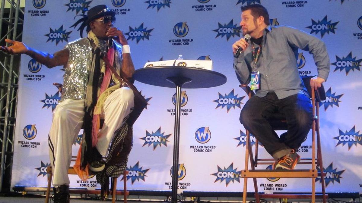 
NBA Hall of Famer and nWo member Dennis Rodman (left) at Wizard World Fort Lauderdale at the Broward County Convention Center.
