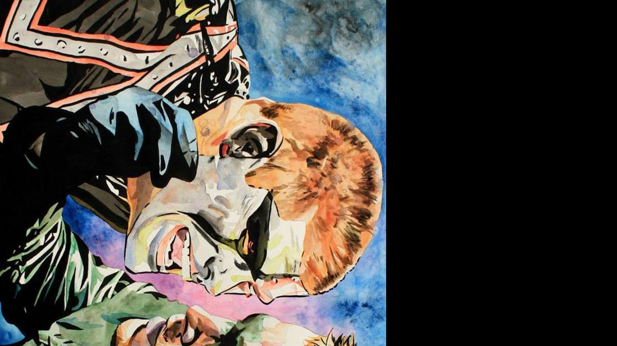 
WWE’s Stardust vs. CW’s Green Arrow hits the artist’s canvas via Rob Schamberger.
