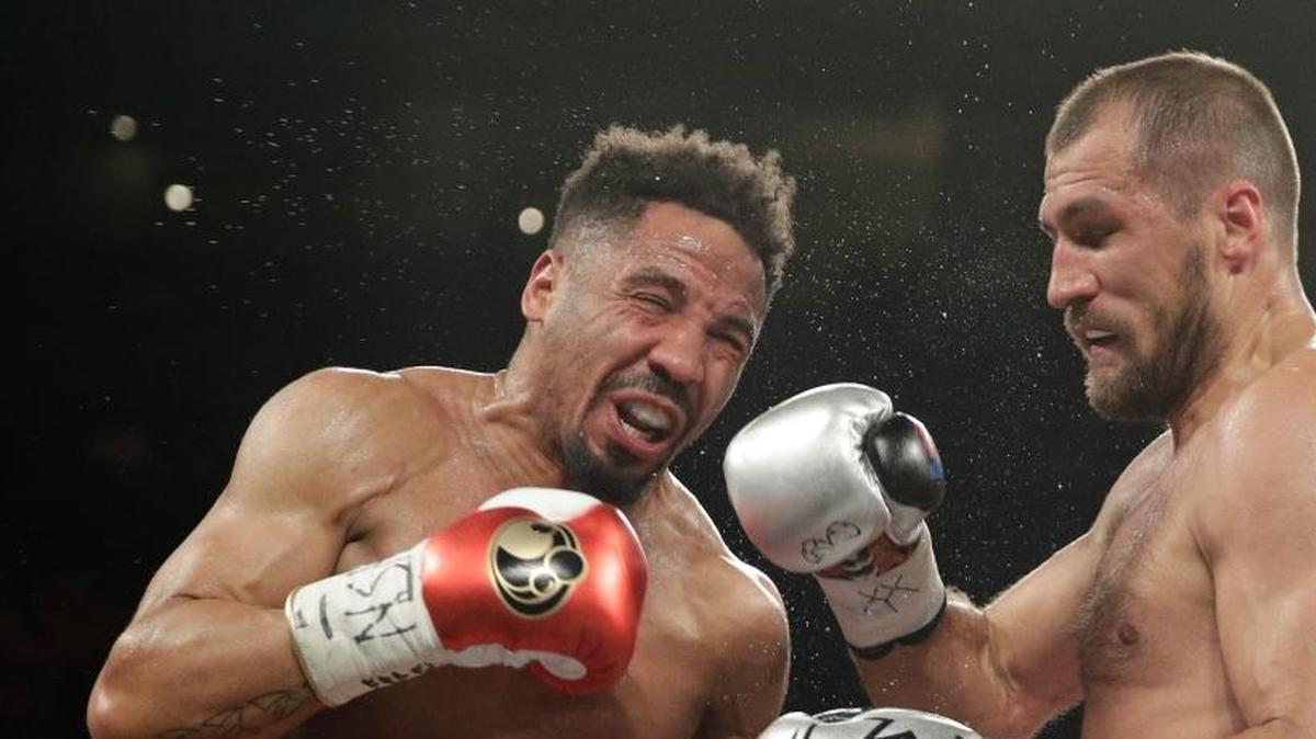 Andre Ward, left, fights Sergey Kovalev during a light heavyweight championship boxing match Saturday, June 17, 2017, in Las Vegas.