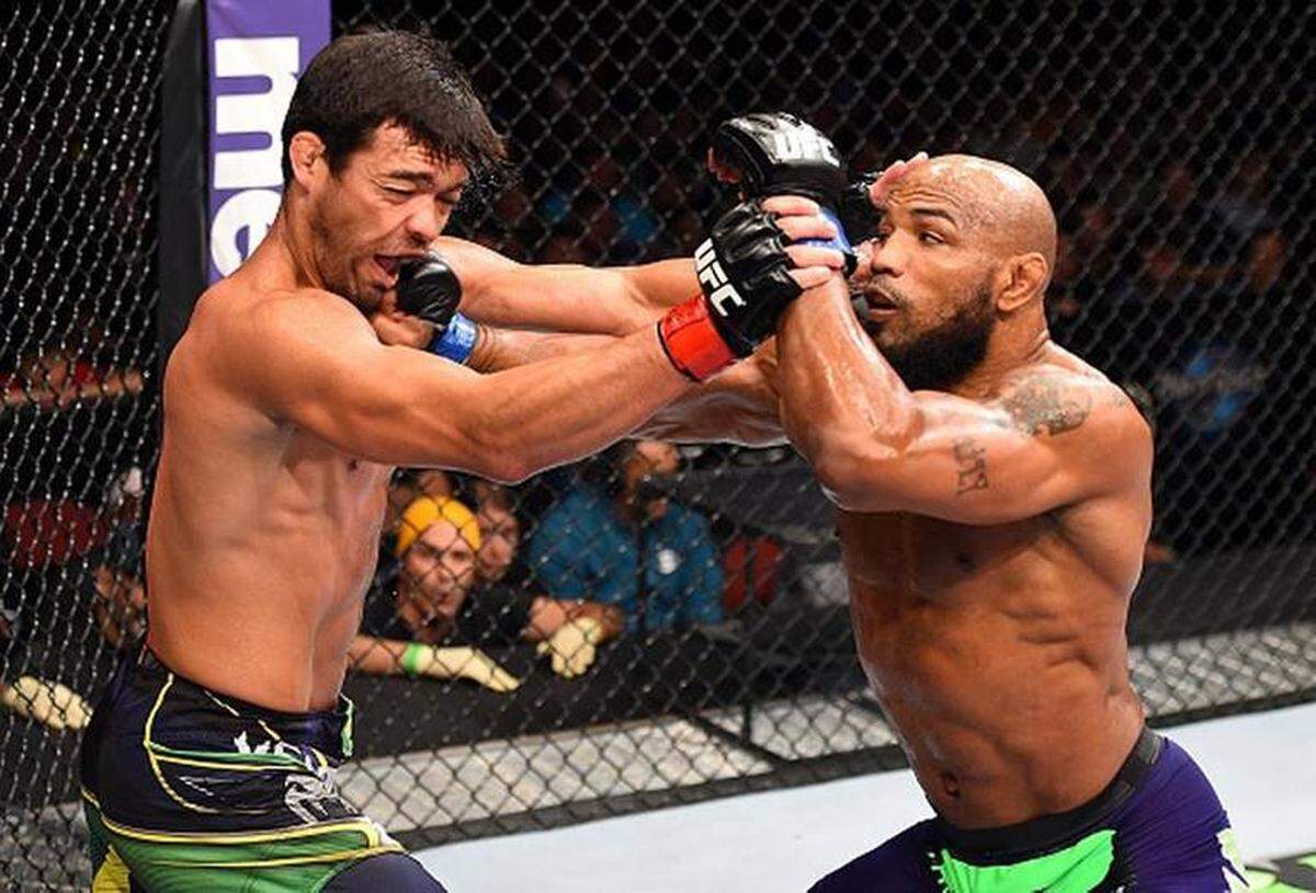 Yoel Romero of Miami via Cuba beat former lightweight champ Lyoto Machida of Brazil in their middleweight fight during “UFC Fight Night” on June 27, 2015 on FOX Sports 1 from Hard Rock Live at Seminole Hard Rock Hotel & Casino in South Florida, near Hollywood. Romero, who makes his Bellator debut Saturday, Sept. 18, trains with American Top Team in South Florida.