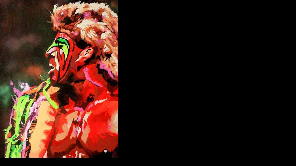 
Artist Rob Schamberger captures WWE Hall of Famer the Ultimate Warrior on another canvas. Meet Rob outside of WrestleMania Axxess during WrestleMania Week in Santa Clara, Calif.

