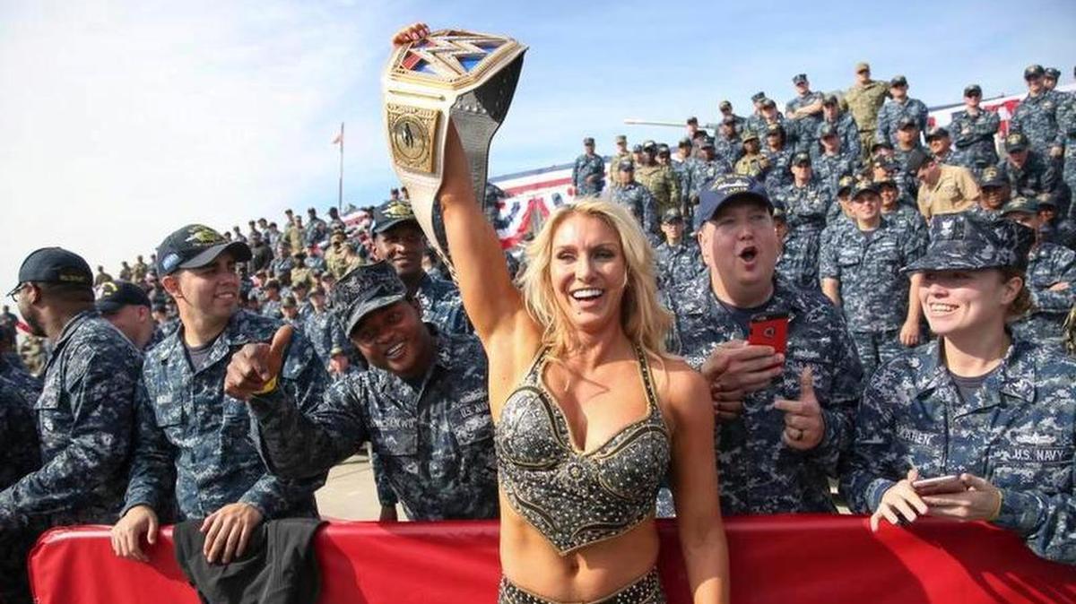 WWE SmackDown Women’s Champ Charlotte Flair at this year’s Tribute to the Troops from Naval Base San Diego. The 15th annual WWE Tribute to the Troops will be broadcast 8 p.m. ET/ 7 p.m. CT on Thursday, Dec. 14 on USA Network.