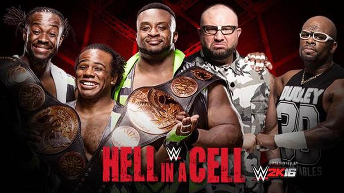 WWE tag team champs The New Day (Kofi Kingston, Xavier Woods, Big E) battles The Dudley Boyz (Bubba Ray and D-Von) during WWE’s Hell in a Cell at 8 p.m. EST Sunday, Oct. 25 on pay-per-view and WWE Network.