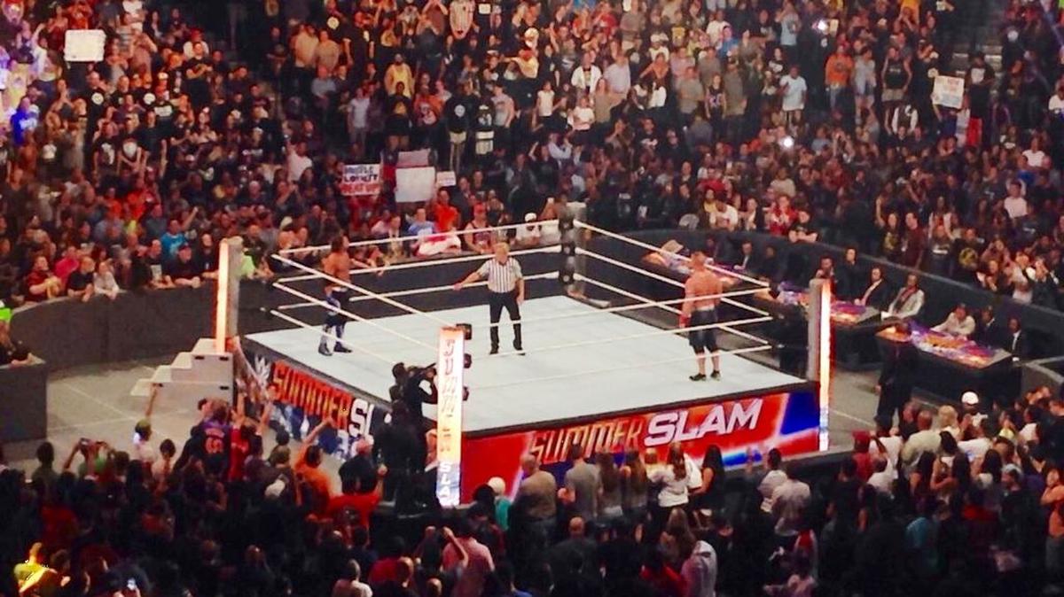 AJ Styles vs. John Cena during WWE SummerSlam at Barclays Center in Brooklyn. Your referee Charles Robinson.