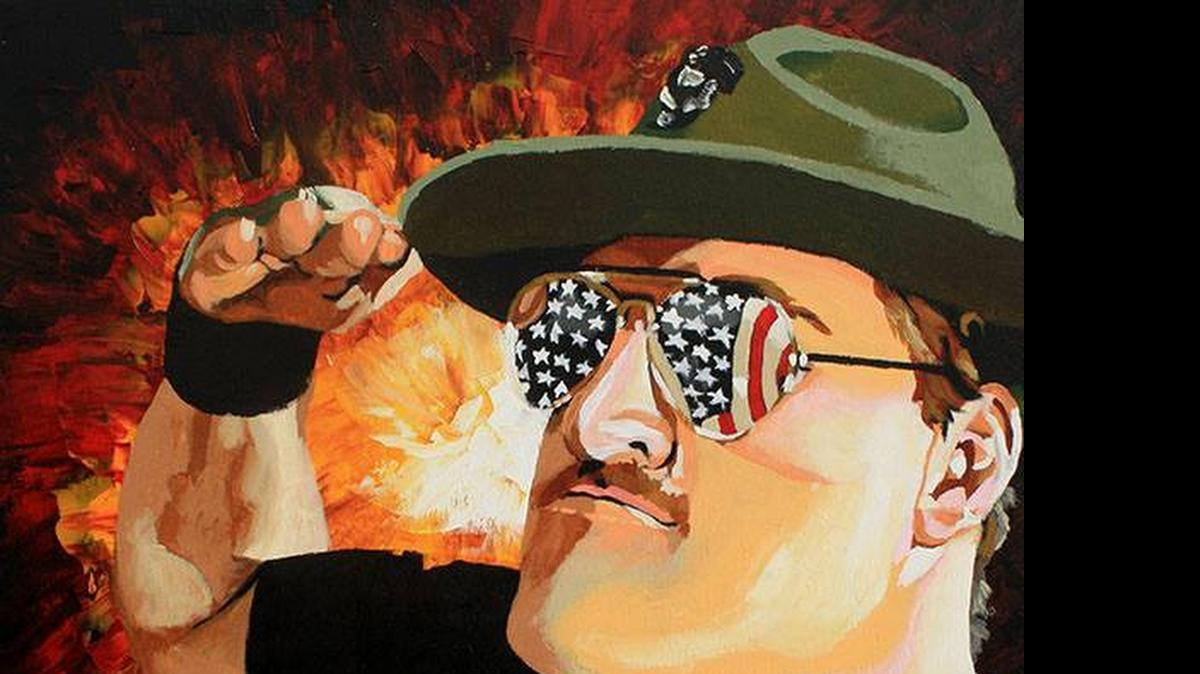 
Artist Rob Schamberger captures WWE Hall of Famer Sgt. Slaughter on another canvas.
