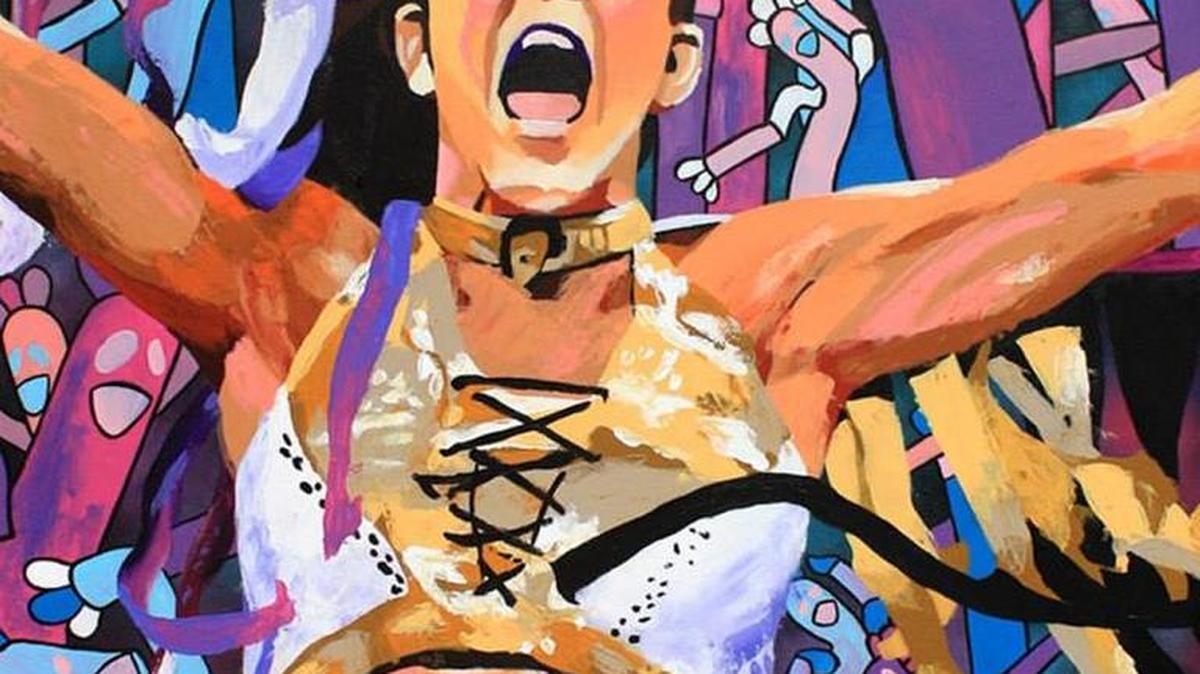 
WWE NXT women’s champ Bayley hits the artist’s canvas via Rob Schamberger. 
