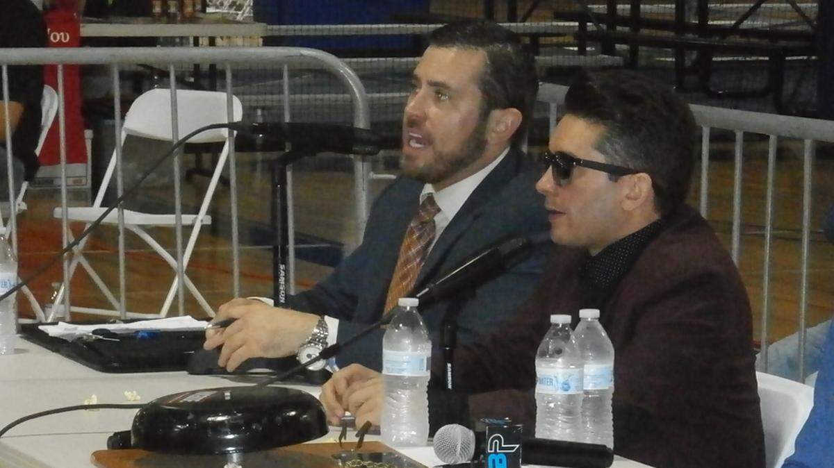 Blake Chadwick (left) and Elgin David call the action for BluePrint Pro Wrestling in South Florida. Chadwick is very experienced, broadcasting wrestling and ring announcing throughout the country. David is an established actor, comedian, host/emcee and wrestling aficionado.