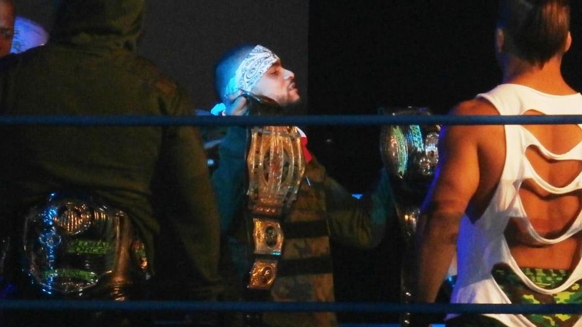 LAX (Santana and Ortiz) is the Impact Wrestling tag team champs. LAX also features Homicide, Diamante (Angel Rose) and the legendary Konnan.