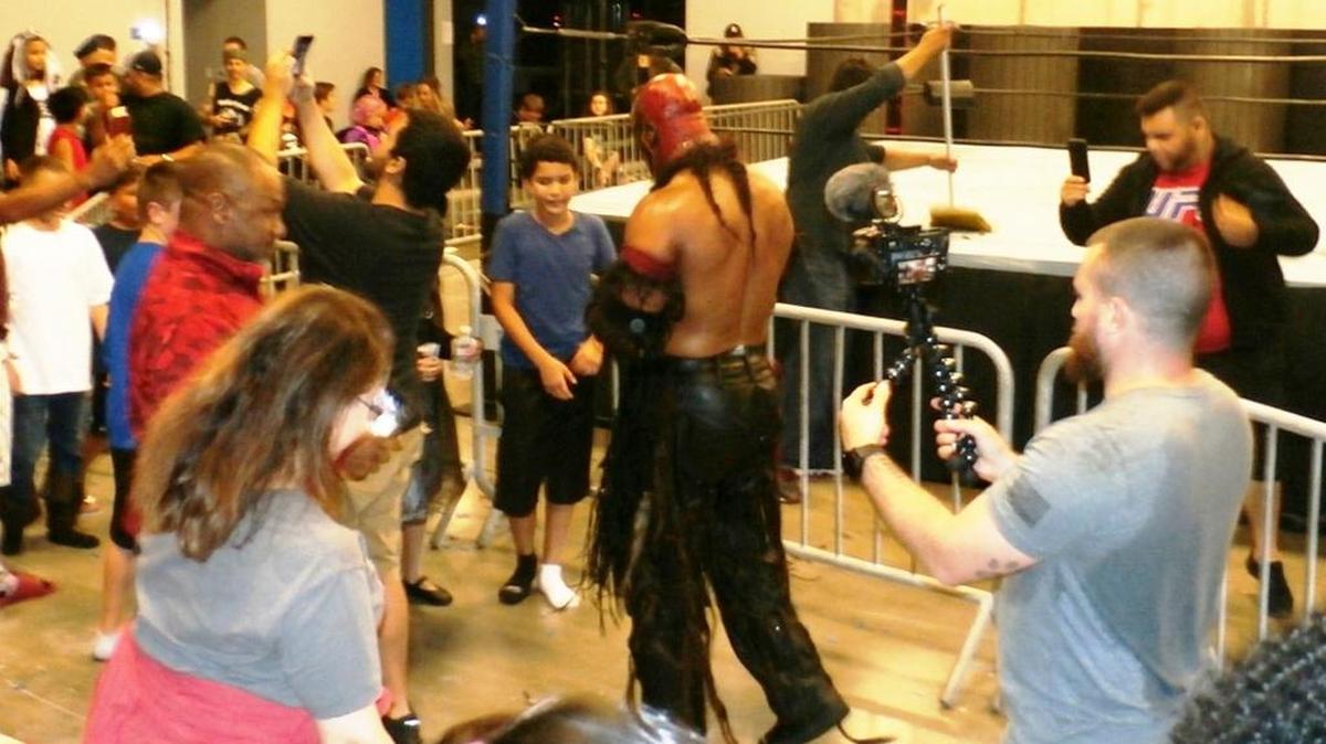 WWE alum Boogeyman clears the area at the King MoMania pro wrestling show at the American Top Team Halloween Party on Thursday, Oct. 26, 2017 at the ATT training center in (South Florida) Coconut Creek. The fun, family friendly event was free and also included candy, games, pizza and a costume contest for the kids.
