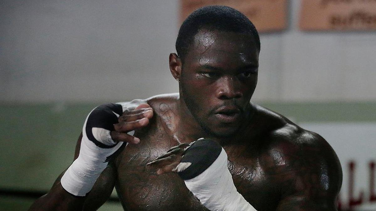 
WBC heavyweight champion Deontay Wilder works out at Skyy Boxing Gym on Thursday, May 28, 2015, in Northport, Ala. Wilder prepares for the first defense of his WBC heavyweight title. Hell fight Eric Molina June 13 in Birmingham.
