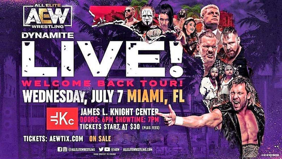 AEW Dynamite on TNT live July 7 with fans in attendance from the James L. Knight Center in Miami.