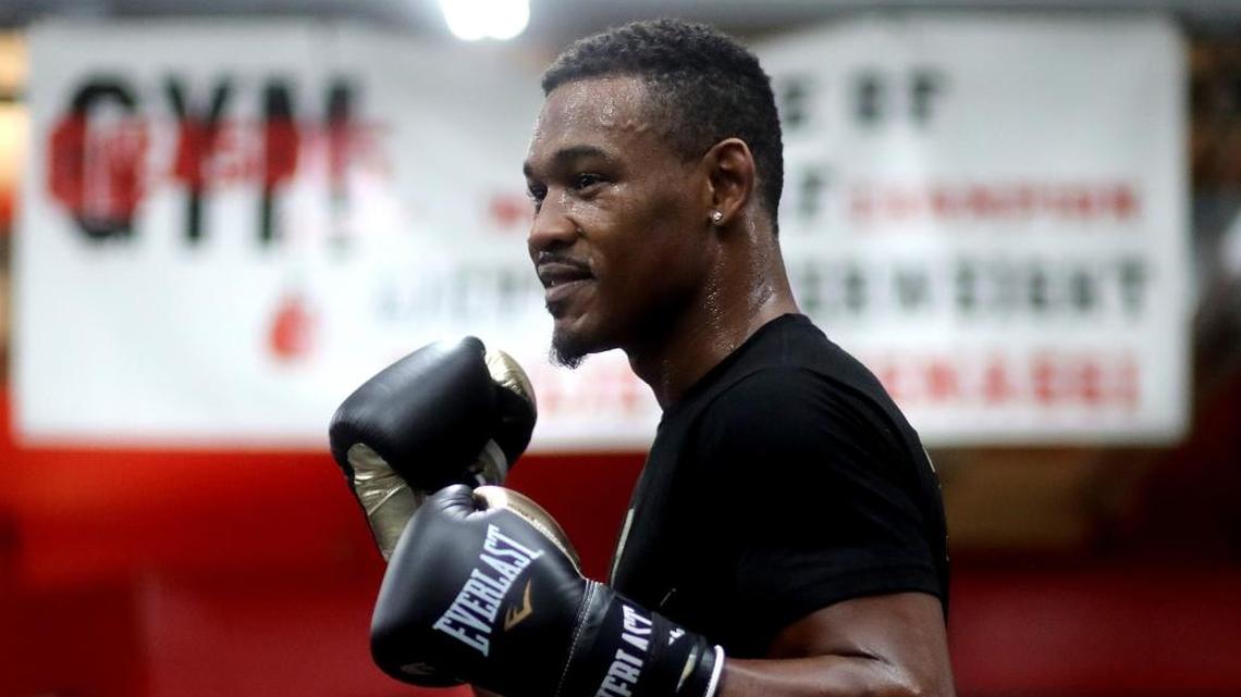 Boxer Daniel Jacobs works out during the Brooklyn Media Day at Gleason's Gym on October 26, 2017 in the Brooklyn borough of New York City.