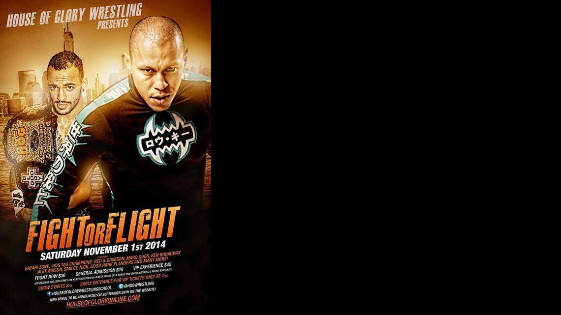 
Ricochet pus his skills to the test against Low Ki during a House of Glory pro wrestling show at 8 p.m. Saturday, Nov. 1 at the NYC Arena.
