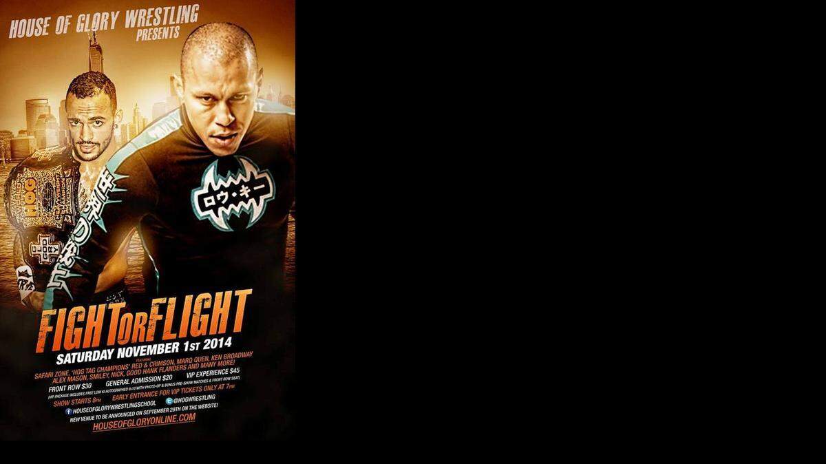 
Ricochet pus his skills to the test against Low Ki during a House of Glory pro wrestling show at 8 p.m. Saturday, Nov. 1 at the NYC Arena.
