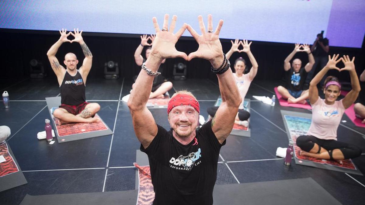 WWE Hall of Famer Diamond Dallas Page led a DDP Yoga session on Saturday, April 1 at Full Sail Live at Full Sail University in Winter Park, near Orlando during WrestleMania Week 2017. WWE, Susan G. Komen and Manduka, the world’s most respected brand in yoga, teamed for a project:OM yoga event with E! News host Maria Menounos and DDP.