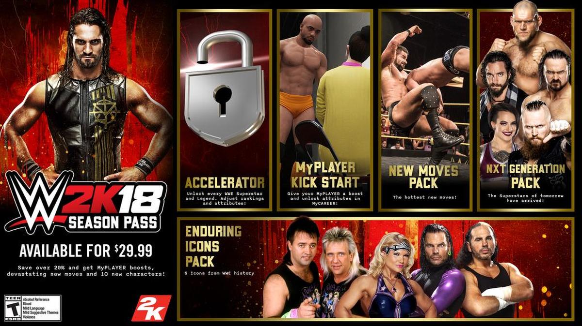 2K recently announced the DLC for WWE 2K18 and revealed what will be available to download on the game’s deluxe edition through its season pass.