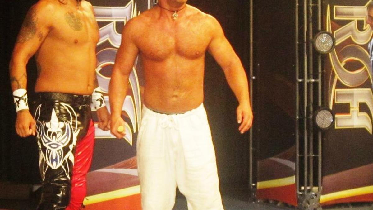 Punishment Martinez (left) and BJ Whitmer at a Ring of Honor show at the War Memorial Auditorium in Fort Lauderdale. Punishment Martinez wrestles Heavy Metal Rebel Frankie Kazarian at ROH Supercard of Honor XI on Saturday, April 1 in Lakeland.