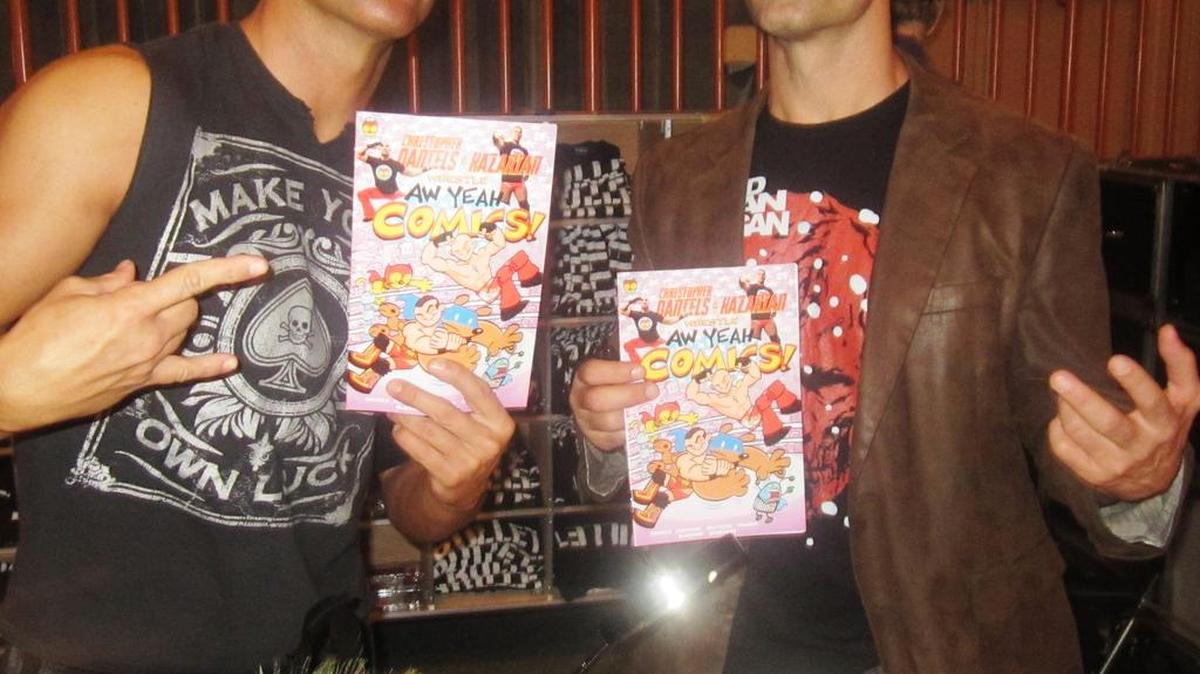 Newly crowned Ring of Honor Champ Christopher Daniels (right) will be signing his new comic book Sunday, March 19 from 10 a.m. - 5 p.m. at the Santa Clarita Comic and Toy Festival at College of the Canyons in Santa Clarita, Calif. in the Los Angeles area. Daniels teams with Frankie Kazarian (left) in the ring and on the comics.