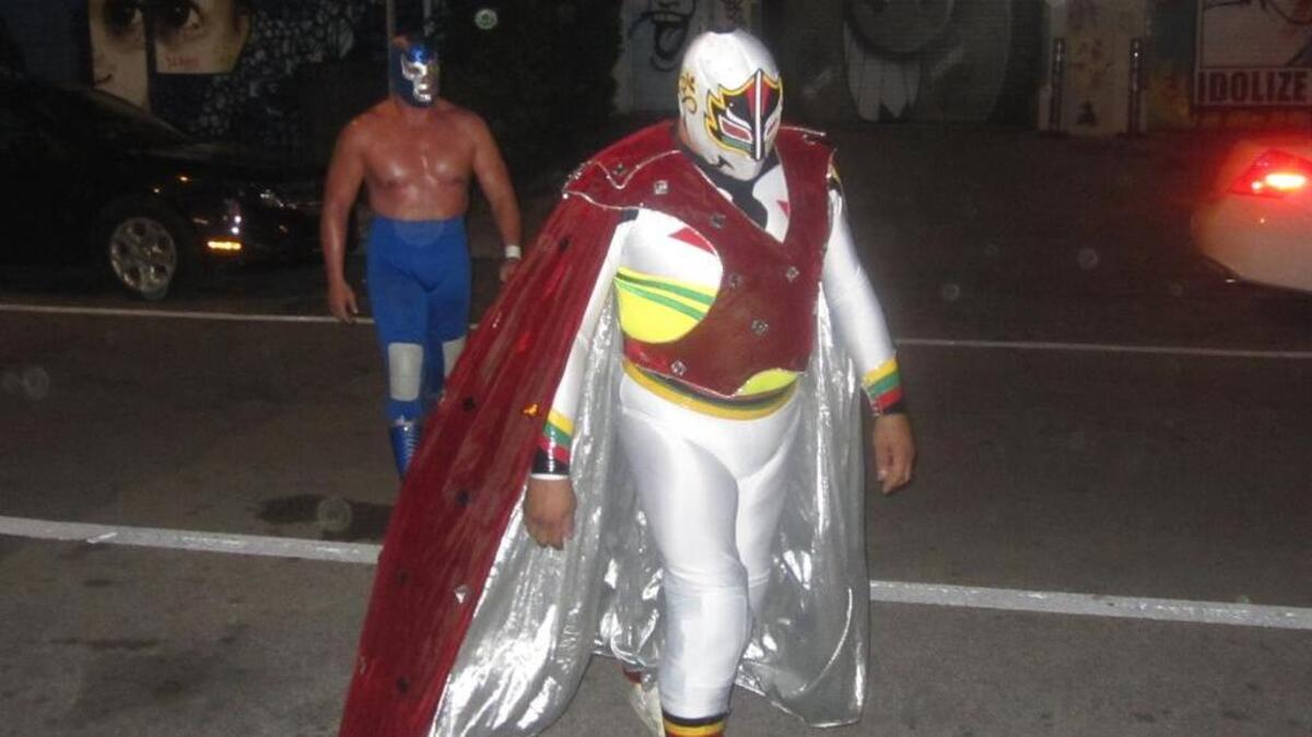 Blue Demon Jr. and Mascara Sagrada for CCW on Cinco de Mayo at COYO Taco in Miami.