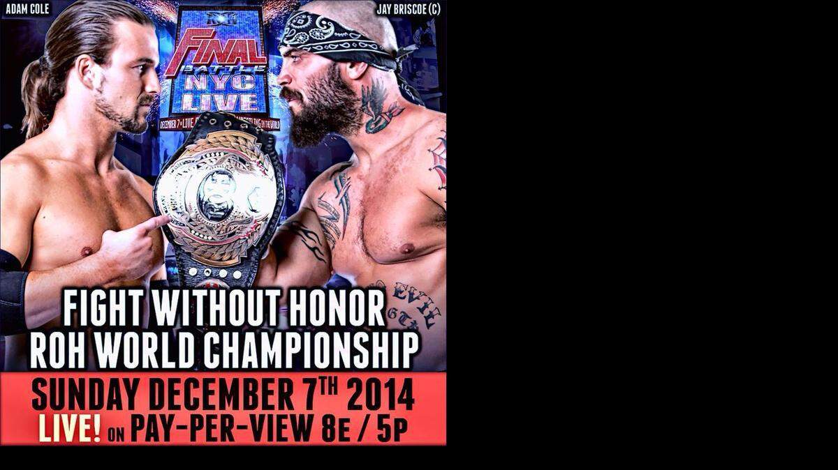 
Adam Cole (left) is looking to reclaim the Ring of Honor championship against Jay Briscoe (right) at Ring of Honor’s Final Battle on Sunday, Dec. 7 on pay-per-view. 
