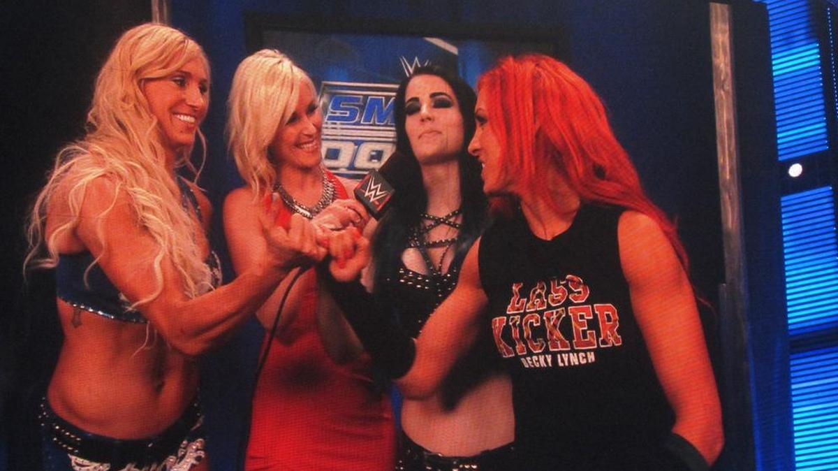 
Seems like yesterday...and it was...but PCB is no more, after Paige criticized her stablemates, other co-workers and company on Sept. 21 on ‘WWE Monday Night Raw.’ Here PCB is united while being interviewed by Renee Young during a ‘WWE SmackDown’ taping to drop kick off September at the AmericanAirlines Arena in Miami.
