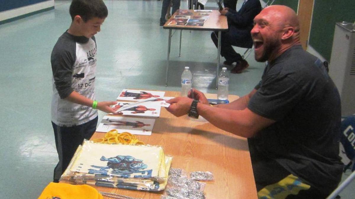 WWE alum Ryback at a meet-n-greet before a Fighting Evolution Wrestling show on Saturday, Dec. 16 at the Coral Springs High School Gym.