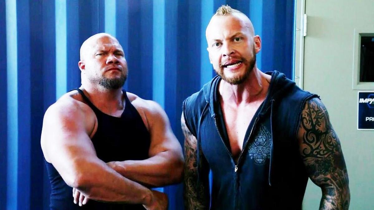 VOW (Veterans of War) Wilcox and Mayweather will be in Orlando in August for GFW Impact Wrestling TV tapings for Pop TV at Universal Studios Florida. They are vying for tag team gold. Mayweather (right) is formerly Crimson of TNA Impact Wrestling.