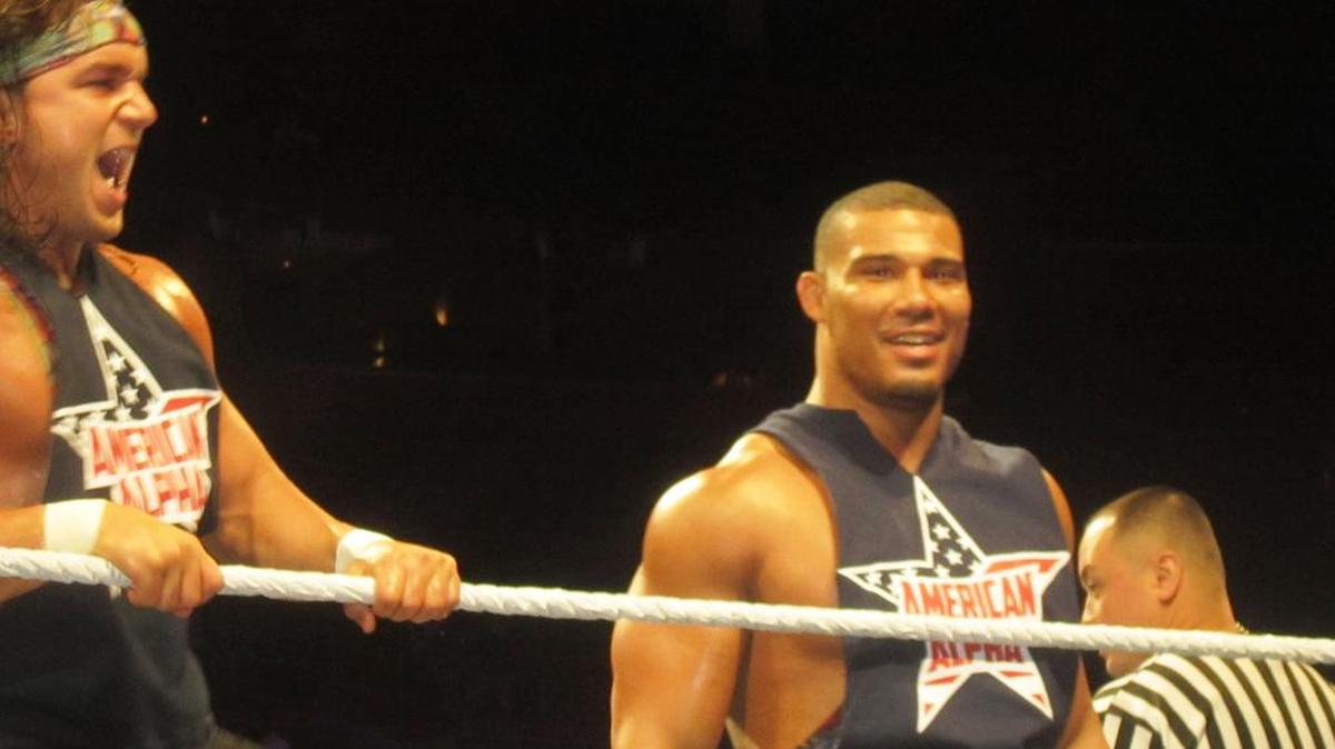 Chad Gable (left) is part of WWE’s SmackDown roster, and Jason Jordan is on the Raw roster. Monday Night Raw will be live on Christmas Day on the USA Network. SmackDown Live is Tuesday, Dc. 26 also on USA Network.