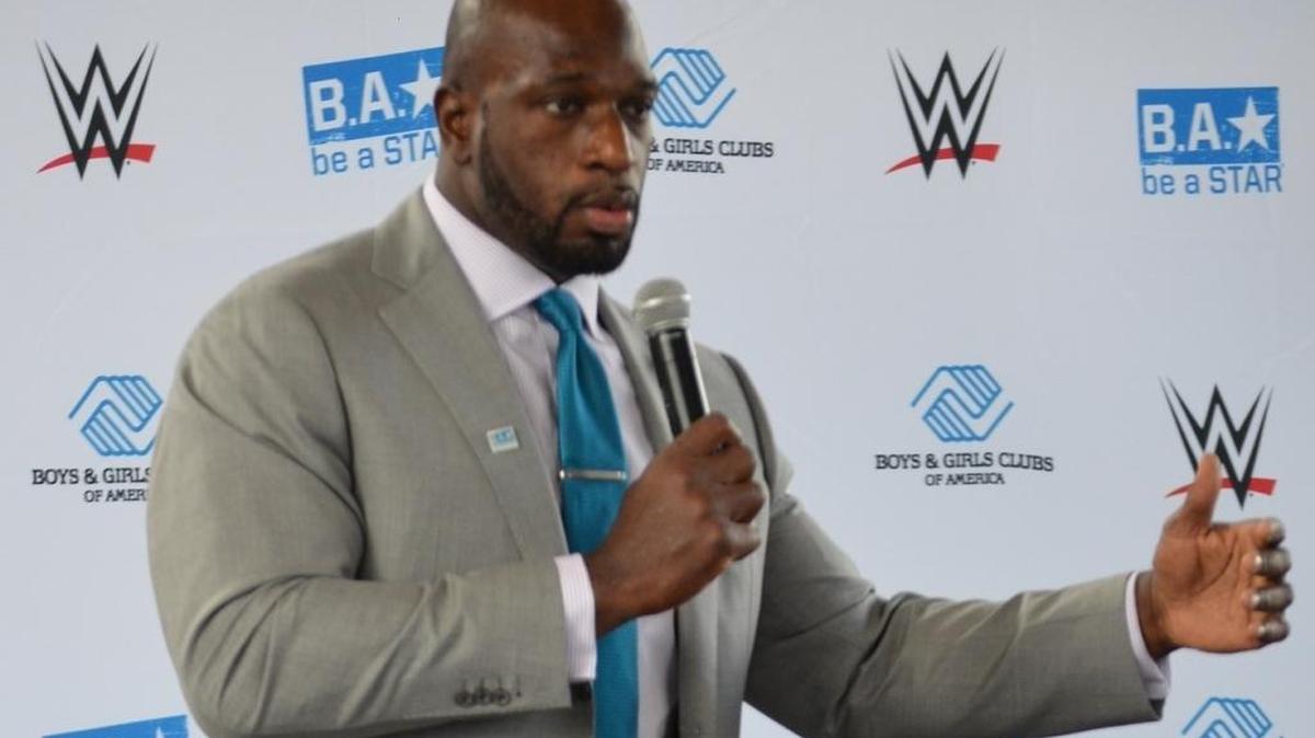 WWE Superstar Titus O’Neil spoke during a Be a STAR rally on Monday, Jan. 25 at the Hank Kline Boys & Girls Club in Miami. The event introduced a national partnership between Boys & Girls Clubs of American and WWE for bullying prevention through Be a STAR (Show Tolerance And Respect).