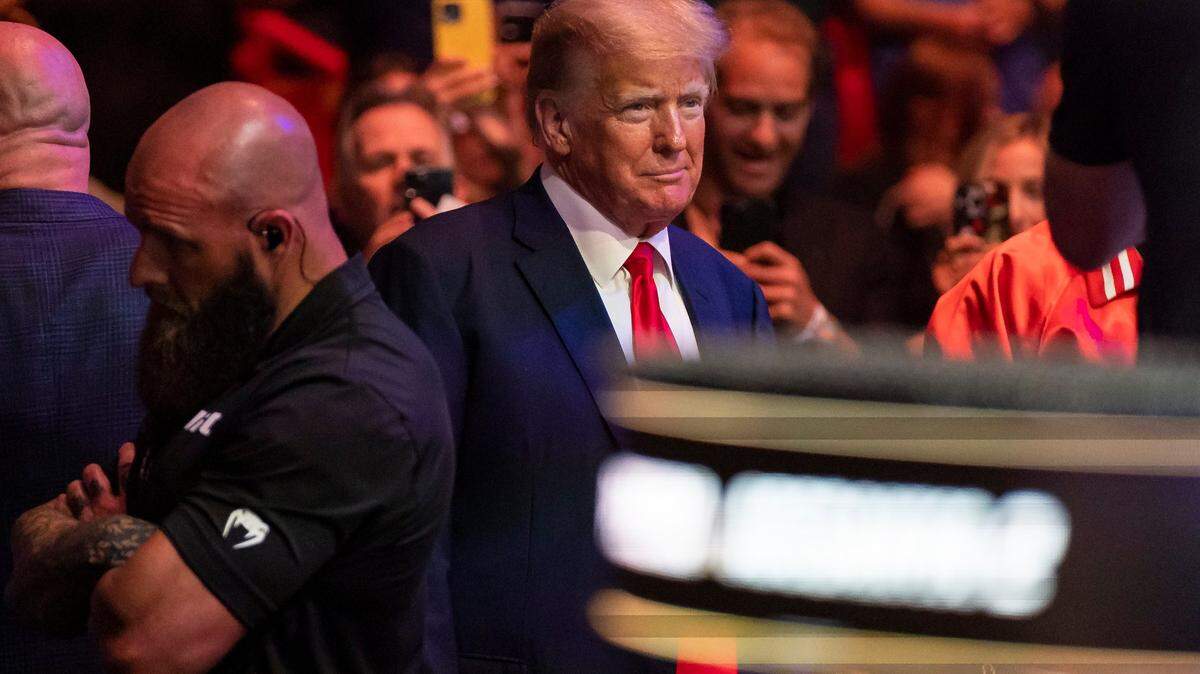 Former President Donald Trump attends UFC 287 at the Kaseya Center on Saturday, April 8, 2023, in downtown Miami, Fla.