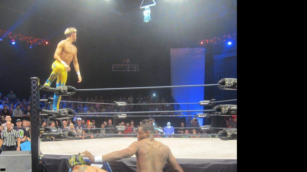 
TNA Impact Wrestling with Mandrews (top), who is eyeing the X-Division title, Tigre Uno and Kenny King (right) will be returning to Universal Studios Orlando from May 8-11. TNA Impact Wrestling is 9 p.m. EST Fridays on Destination America. Your referee is Brian Stiffler.
