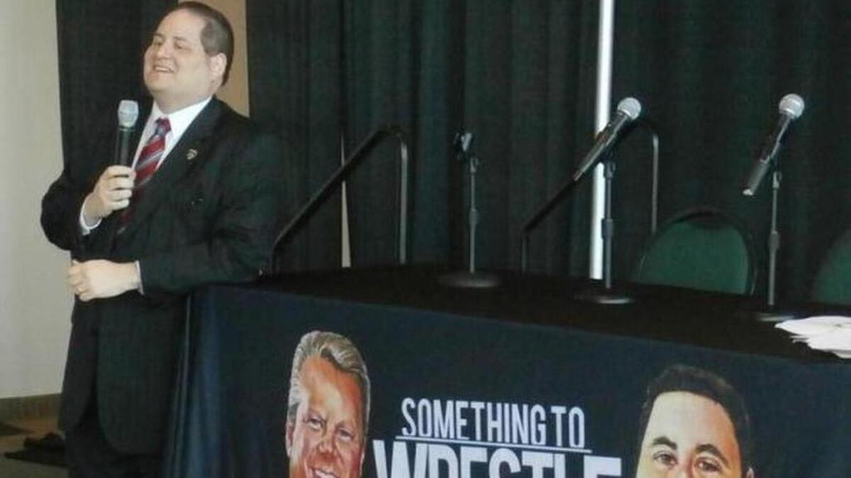 Robert Karpeles -- the attorney for the NHL Florida Panthers, who worked as a writer and production assistant for WWE from 2005-06 -- opened the live pro wrestling talk show, hosted by Bruce Prichard (Brother Love) and Conrad Thompson, during Florida Panthers Pro Wrestling Day on Saturday, March 17 at the BB&T Center in Sunrise. WWE Hall of Famer Pat Patterson was the surprise guest for the talk show.