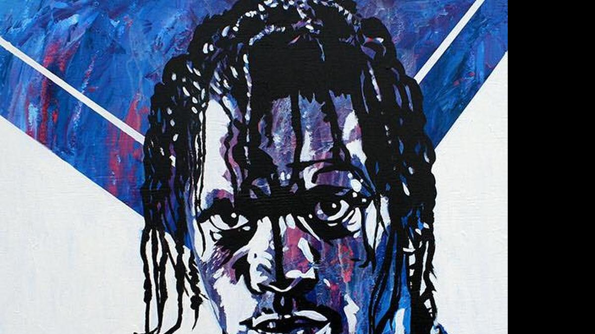 
Artist Rob Schamberger captures WWE superstar R-Truth on another canvas. 
