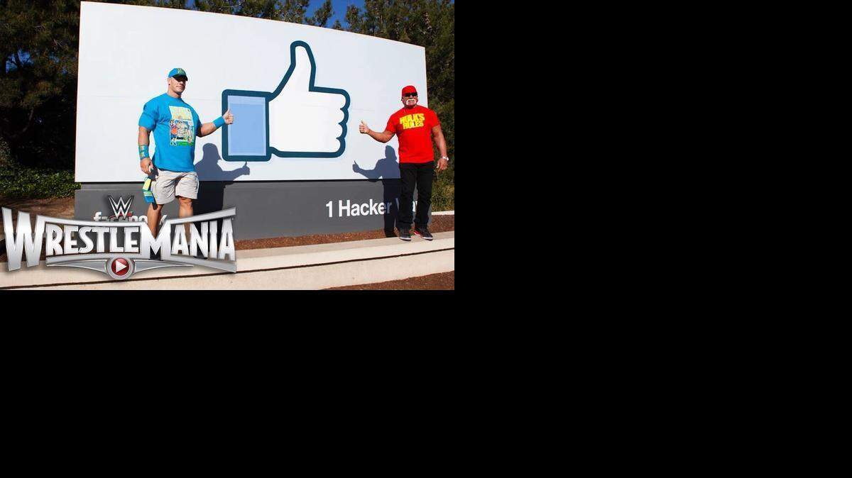 
John Cena (left) and Hulk Hogan are promoting WWE and Facebook joining forces to provide fans with exclusive content before, during and after WrestleMania 31 on Sunday, March 29, featuring WWE Superstar ring entrances, match clips, interviews, locker room commentary and training videos. The “Facebook Trending Experience” for WrestleMania will also allow fans to see comments and posts about WrestleMania 31 from celebrities, WWE Superstars and Divas, news outlets, influencers and friends.
