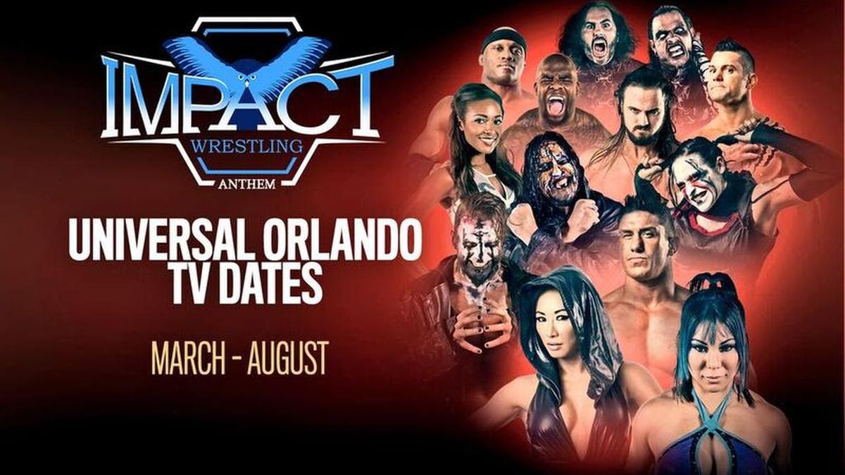 TNA Impact Wrestling will be at Universal Studios Orlando for television tapings in March, April, July and August. Admission is free. TNA Impact Wrestling is 8 p.m. ET Thursdays on Pop TV.