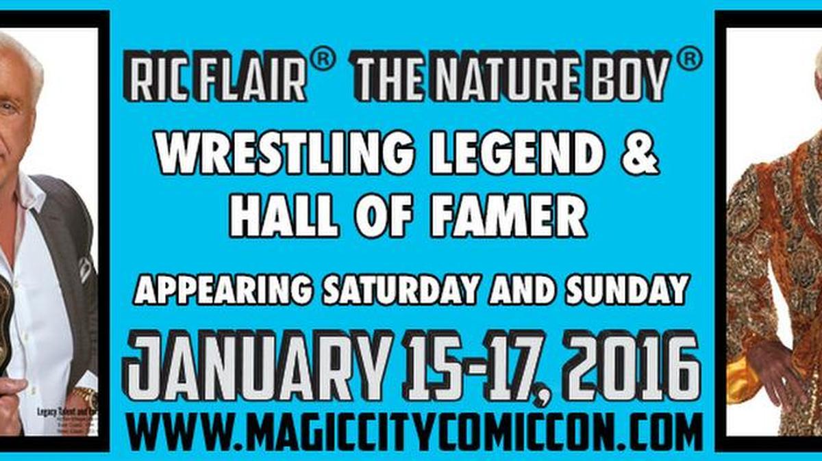 Two-time WWE Hall of Famer Ric Flair will be part of Magic City Comic Con Jan. 15-17 at the Miami Airport Convention Center.