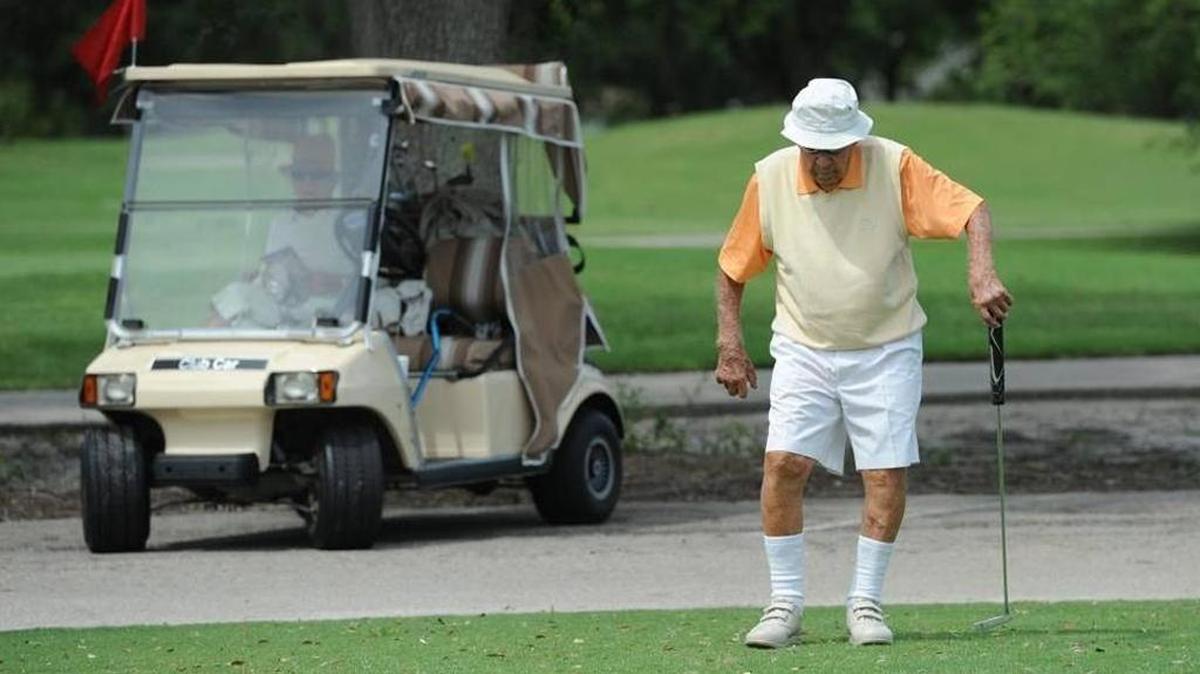 Gus Andreone plays three times a week, weather permitting, nine holes at a time.