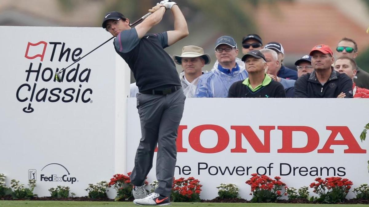Rory McIlroy hits from the 16th tee during the second round of the Honda Classic on Friday, Feb. 27, 2015 in Palm Beach Gardens, Fla.