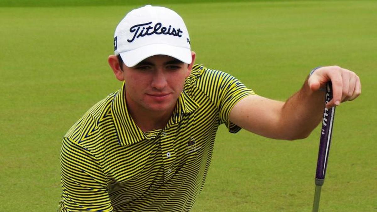 Philp Barbaree lines up a putt on the first day of the South Beach International Amateur Championship.
