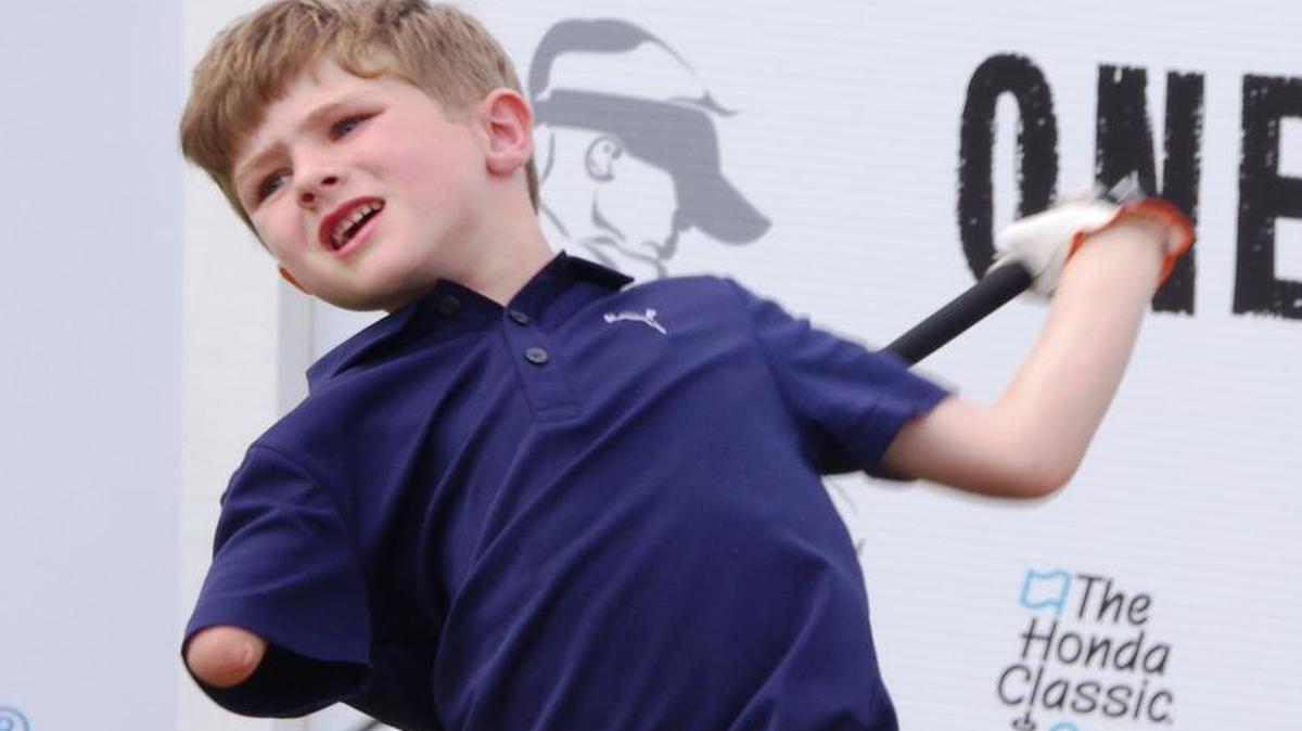Tommy Morrissey, 6, was born with only one whole arm. The One-Armed Challenge has become a prelude to the PGA Tour’s Honda Classic, being played Thursday through Sunday this week at PGA National Resort & Spa in Palm Beach Gardens.