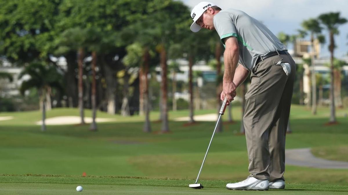 MIAMI, FL - DECEMBER 4: Nathan Lashley hits his putt on the 13th hole during the final round of the Shell Championship at the International Links Melreese Country Club on December 4, 2016 in Miami, Florida.
