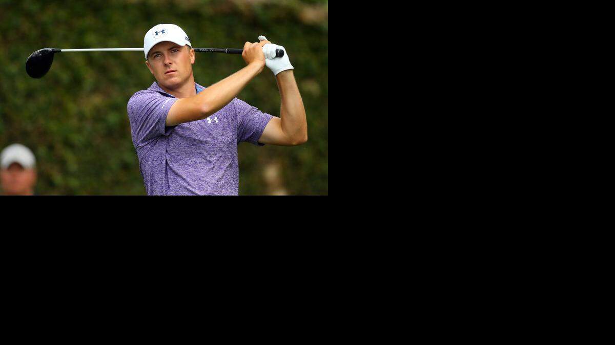 
Jordan Spieth hits from the second tee during the second round of the Masters at Augusta National Golf Club on Friday, April 10, 2015, in Augusta, Ga. 
