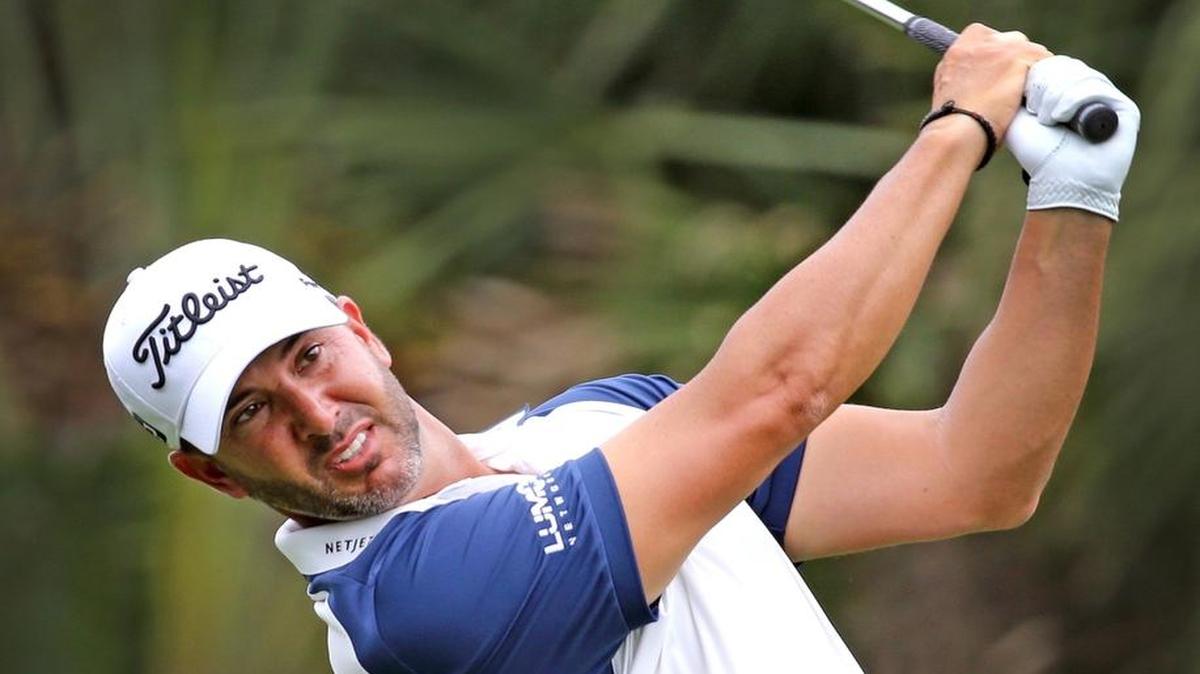 Scott Piercy hits the ball on the 13th tee in the first round of the WGC-Cadillac Championship at Trump National Doral in Miami, Florida, on Thursday, March 3, 2016.