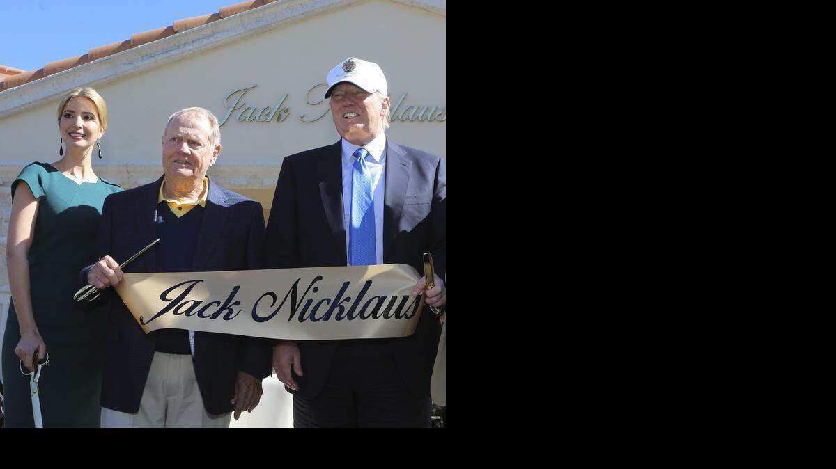
Jack Nicklaus, center, Donald Trump and Ivanka Trump at a ribbon-cutting ceremony Friday, Feb. 20. 2015. 
