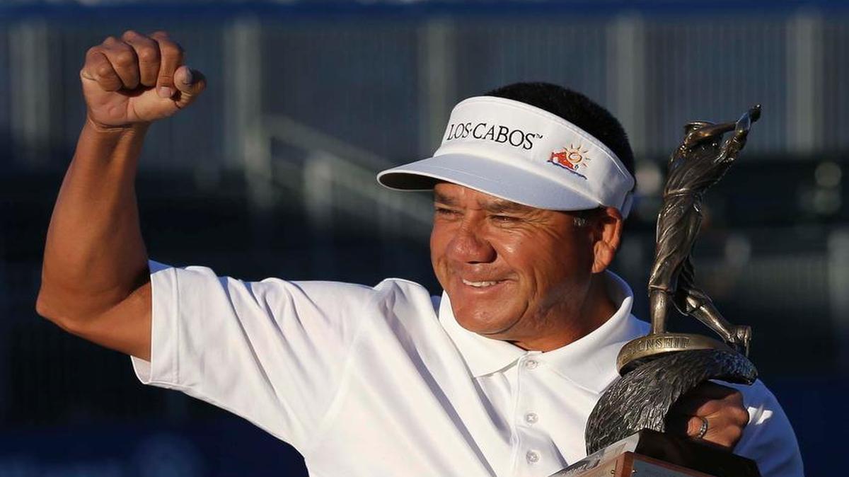 Esteban Toledo celebrates winning the Allianz Championship at The Old Course in Boca Raton.