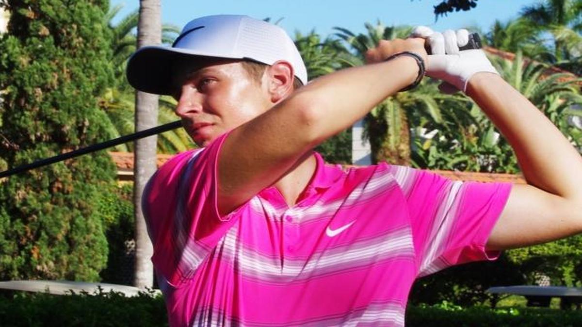 Kristoffer Reitan practices his swing at Biltmore on Thursday.