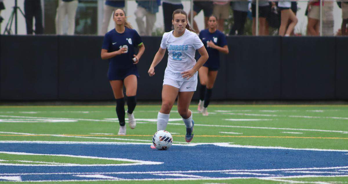 The Lourdes girls’ soccer team against Gulliver Prep.